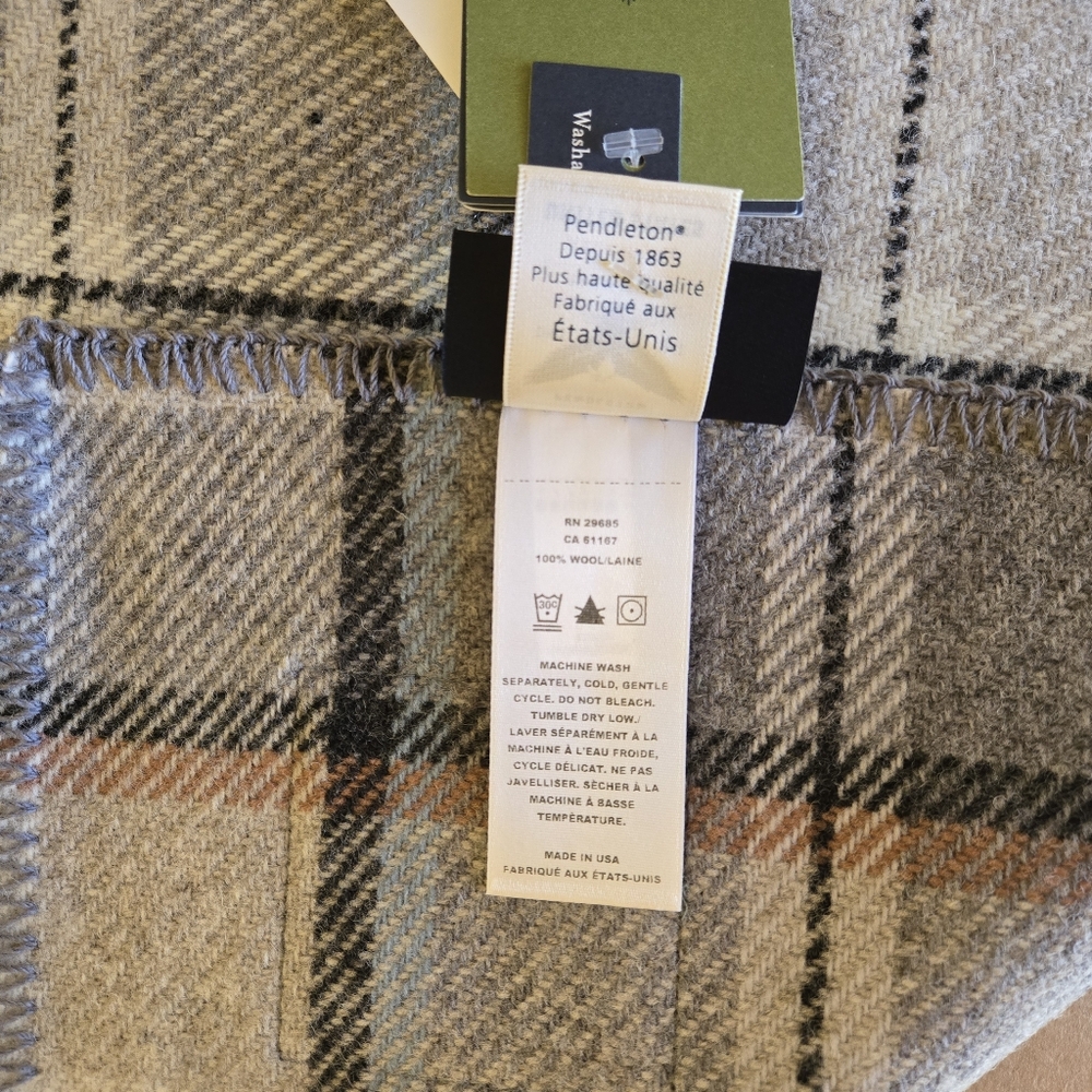 Pendleton Eco-Wise Pearl Plaid Washable 100% Wool Blanket, Twin 66" x 96" USA - Picture 16 of 16